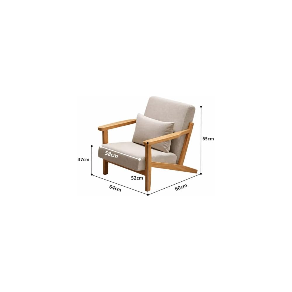 Mid-Century Accent Chair Wood Luxury Armchair Modern Reading Chairs Lumbar Support Pillow Sofachair Ergonomic Seating for Living Bedroom Bar Balcony Cafe Tea Room & Hotel Stylish Wingback Beanbag