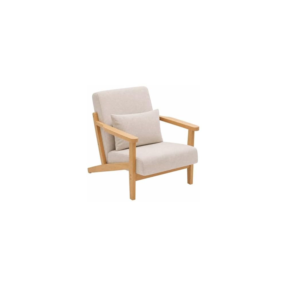 Mid-Century Accent Chair Wood Luxury Armchair Modern Reading Chairs Lumbar Support Pillow Sofachair Ergonomic Seating for Living Bedroom Bar Balcony Cafe Tea Room & Hotel Stylish Wingback Beanbag