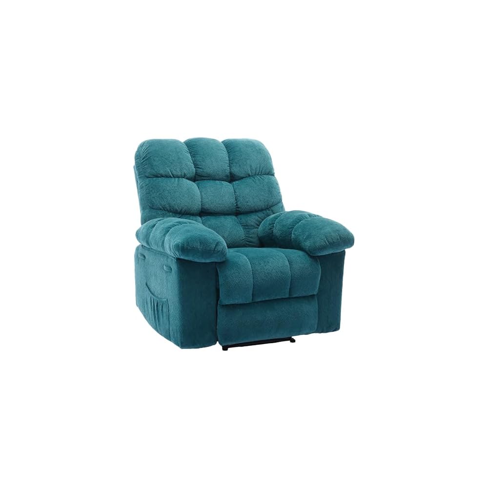 Garvee Manual Recliner Chair,Ergonomic Overstuffed Breathable Fabric Reclining Chair with Side Pockets,q235 Steel Frame Lazy Boy Recliner Single Sofa for Living Room Bedroom