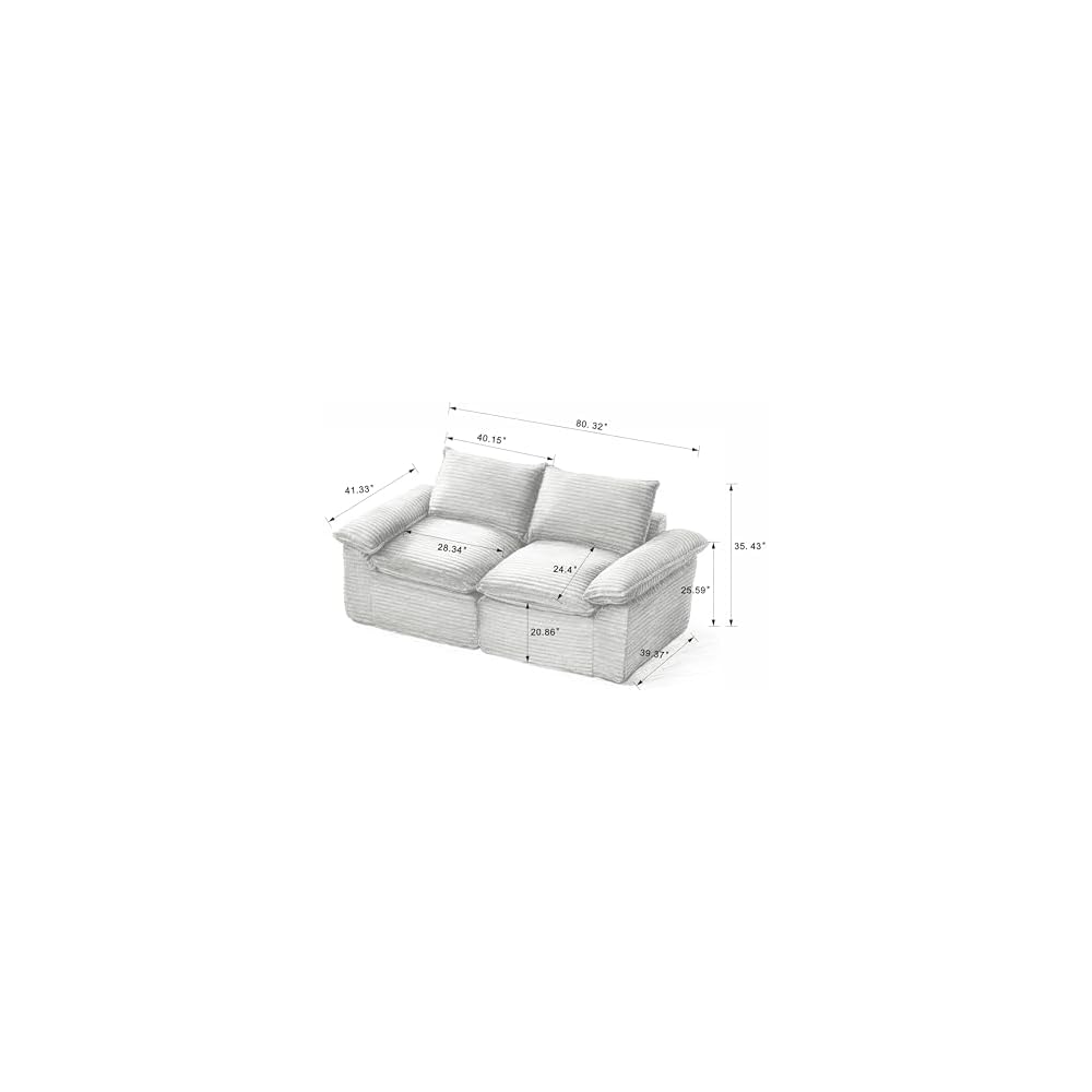 Boneless Love Seat Couches in a Box, 2 Seat Modular Foam Cloud Sofa Floor Living Room Compressed Loveseat Couch for Home Apartment