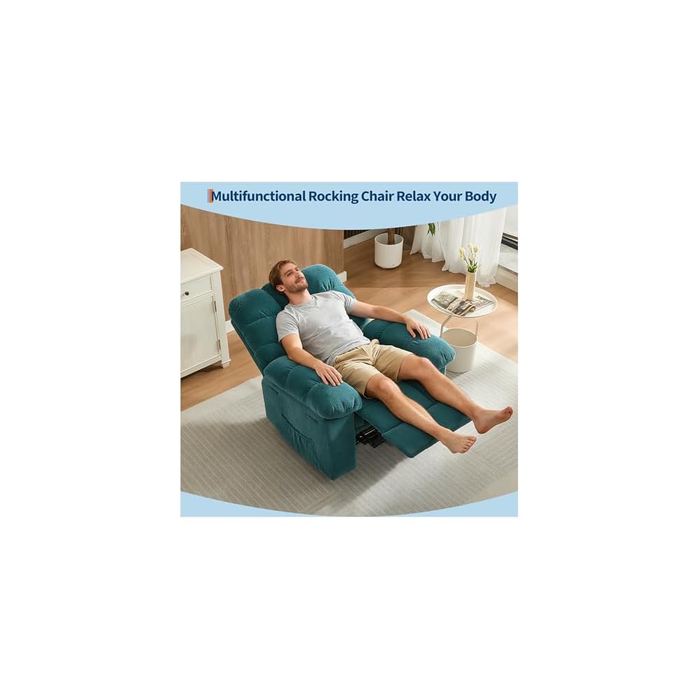 Garvee Manual Recliner Chair,Ergonomic Overstuffed Breathable Fabric Reclining Chair with Side Pockets,q235 Steel Frame Lazy Boy Recliner Single Sofa for Living Room Bedroom