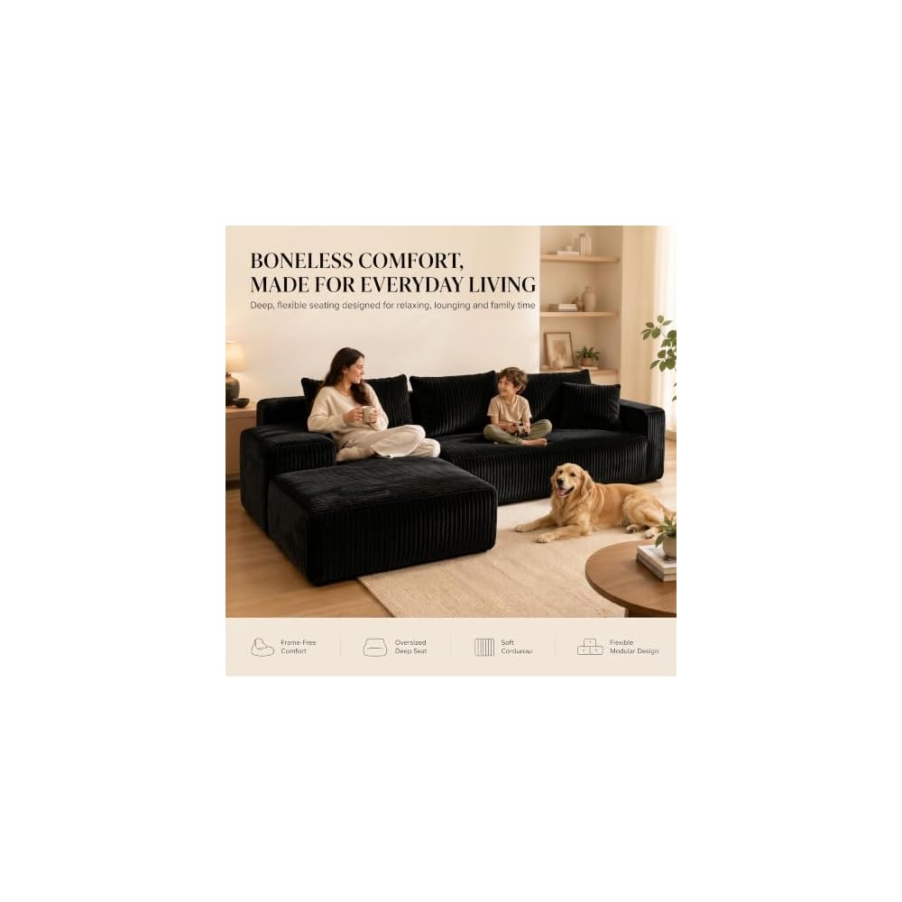 Boneless Couch Modular Sectional Sofa Cloud Couch with Chaise