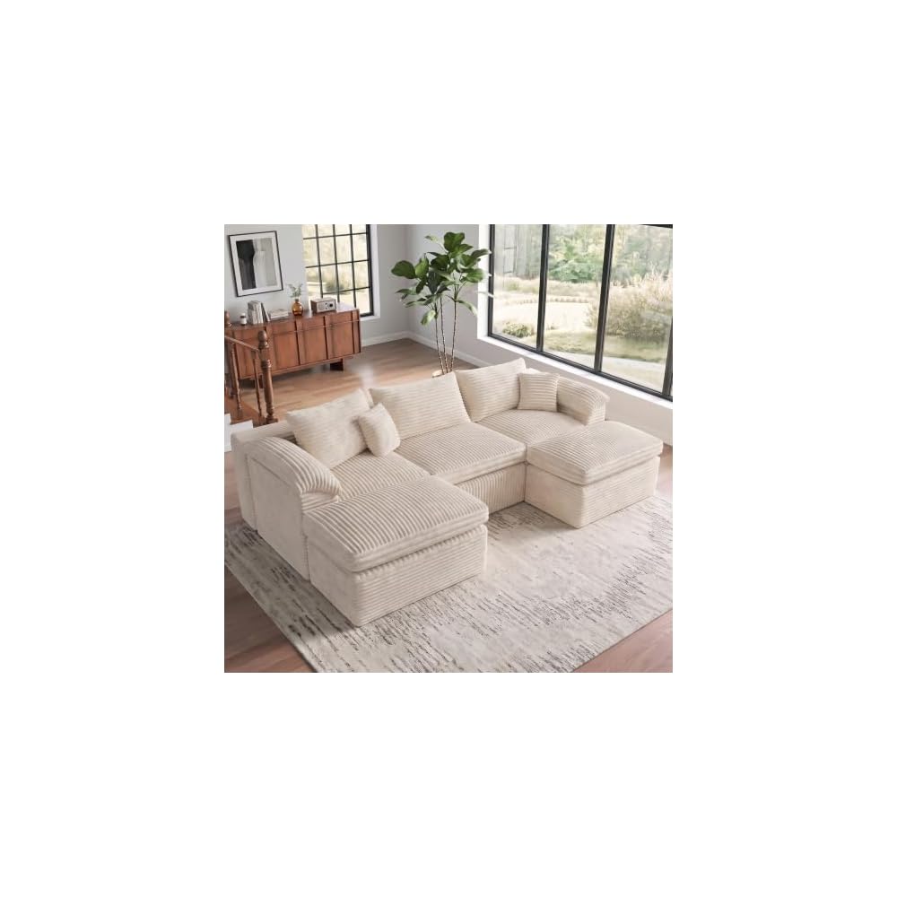 Boneless Cloud Couch 106.2 Inch U Shape Fluffy Modular Sectional Sofa