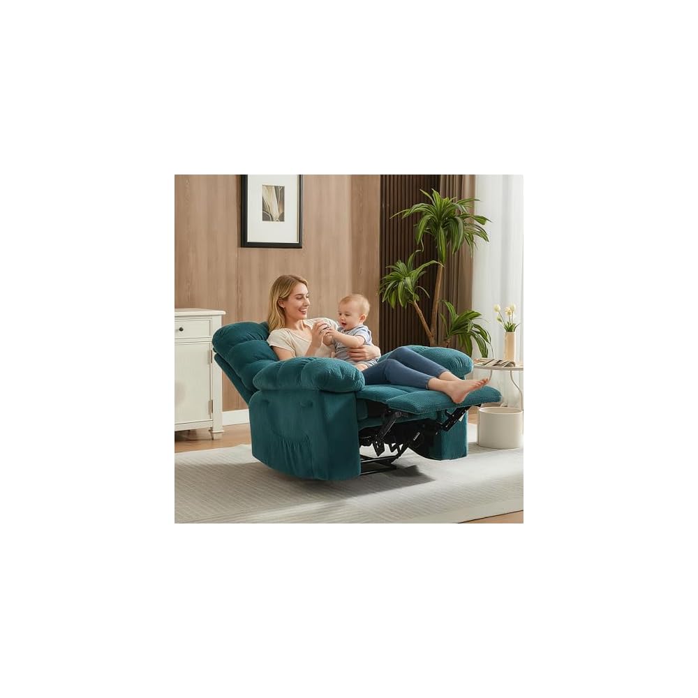 Garvee Manual Recliner Chair,Ergonomic Overstuffed Breathable Fabric Reclining Chair with Side Pockets,q235 Steel Frame Lazy Boy Recliner Single Sofa for Living Room Bedroom