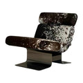 Modern Lounge Chair with Genuine Hair-On Leather Upholstery, Designer Accent Chair with Stainless Steel Base, Luxury Recliner Chair for Living Room, Bedroom, or Balcony
