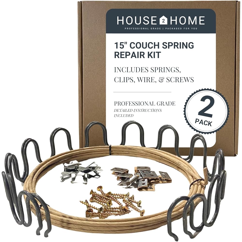 House2Home Couch Spring Repair Kit with Clips, Wire & Screws 15" 2pk