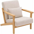 Mid-Century Accent Chair Wood Luxury Armchair Modern Reading Chairs Lumbar Support Pillow Sofachair Ergonomic Seating for Living Bedroom Bar Balcony Cafe Tea Room & Hotel Stylish Wingback Beanbag