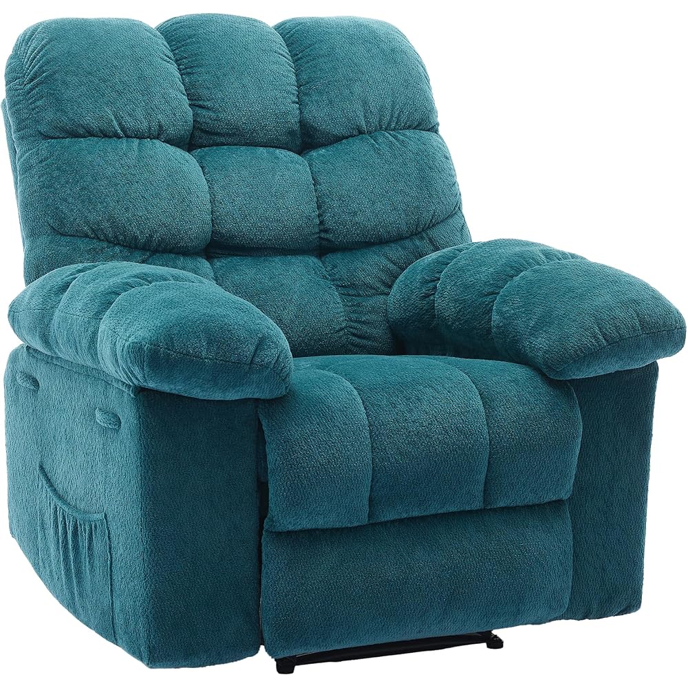 Garvee Manual Recliner Chair,Ergonomic Overstuffed Breathable Fabric Reclining Chair with Side Pockets,q235 Steel Frame Lazy Boy Recliner Single Sofa for Living Room Bedroom